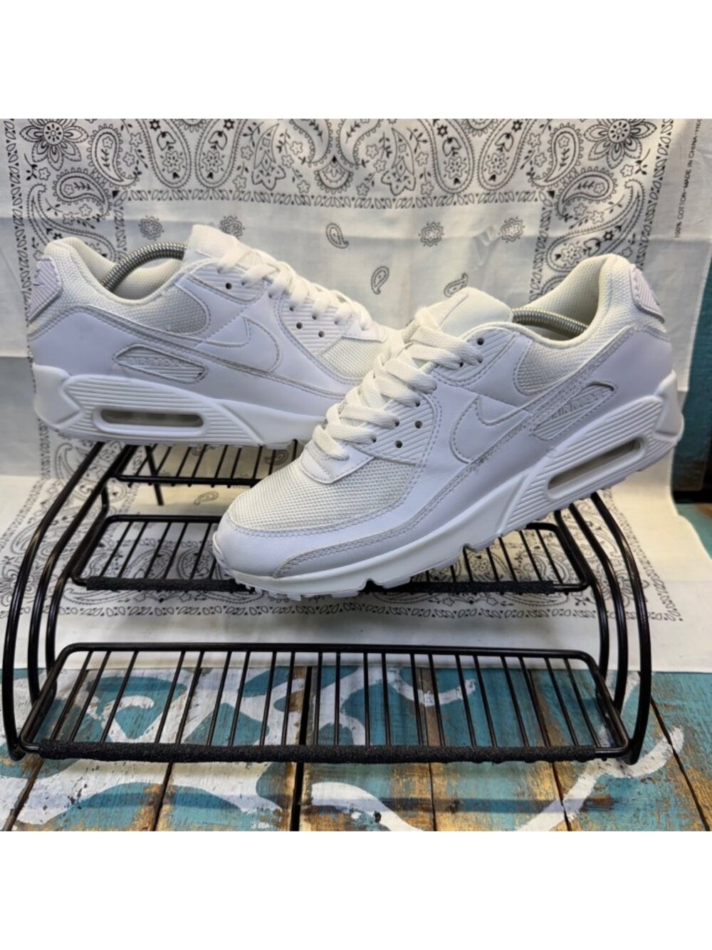 Nike Air Max 90 Triple White Men’s Casual Sneakers CN8490-100 Size 8.5
